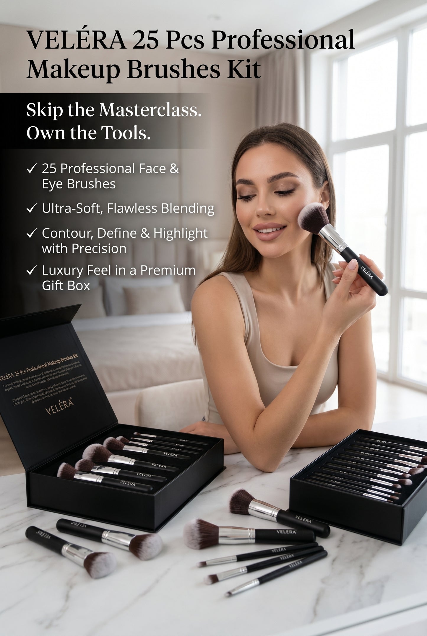 VELÉRA 25 Pcs Professional Makeup Brushes Kit